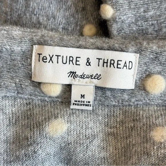 Madewell Texture & Thread Boxy Bobble Cardigan Polka dot Grey Size: Medium - Picture 9 of 12